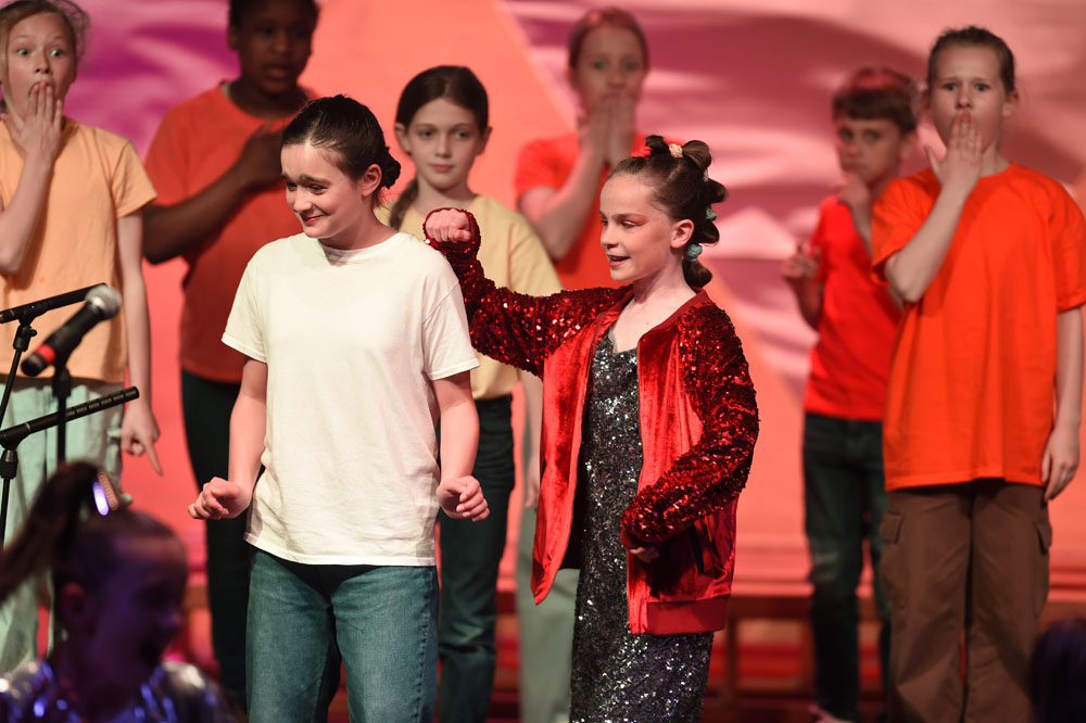 students on stage